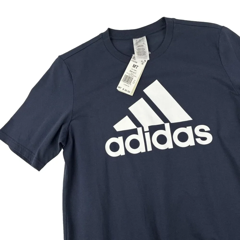New adidas Mens Big & Tall Size Medium Tall MT T-Shirt Top Navy/White IC9348 NWT